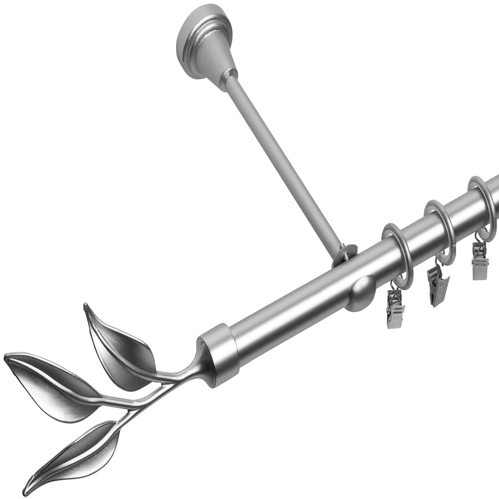 RENA Curtain Rod, 19 mm Metal, Silent Rollers, Complete Set, Matte Chrome, 260 cm | Bawaro