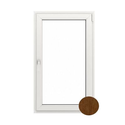 GEALAN S8000 uPVC Window, Double-Glazed Basement Window, White/Golden Oak, 900 x 650 mm, DIN Right-Handed
