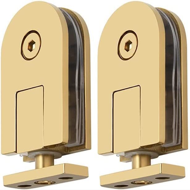 Shower Glass Door Hinge, 360° Swivel, Frameless, 304 Stainless Steel, for 510 mm Tempered Glass, 2-Pack, Gold