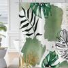 Hnmdmyi Boho Shower Curtain, 180 x 240 cm, Abstract Green Tropical Leaves view 2