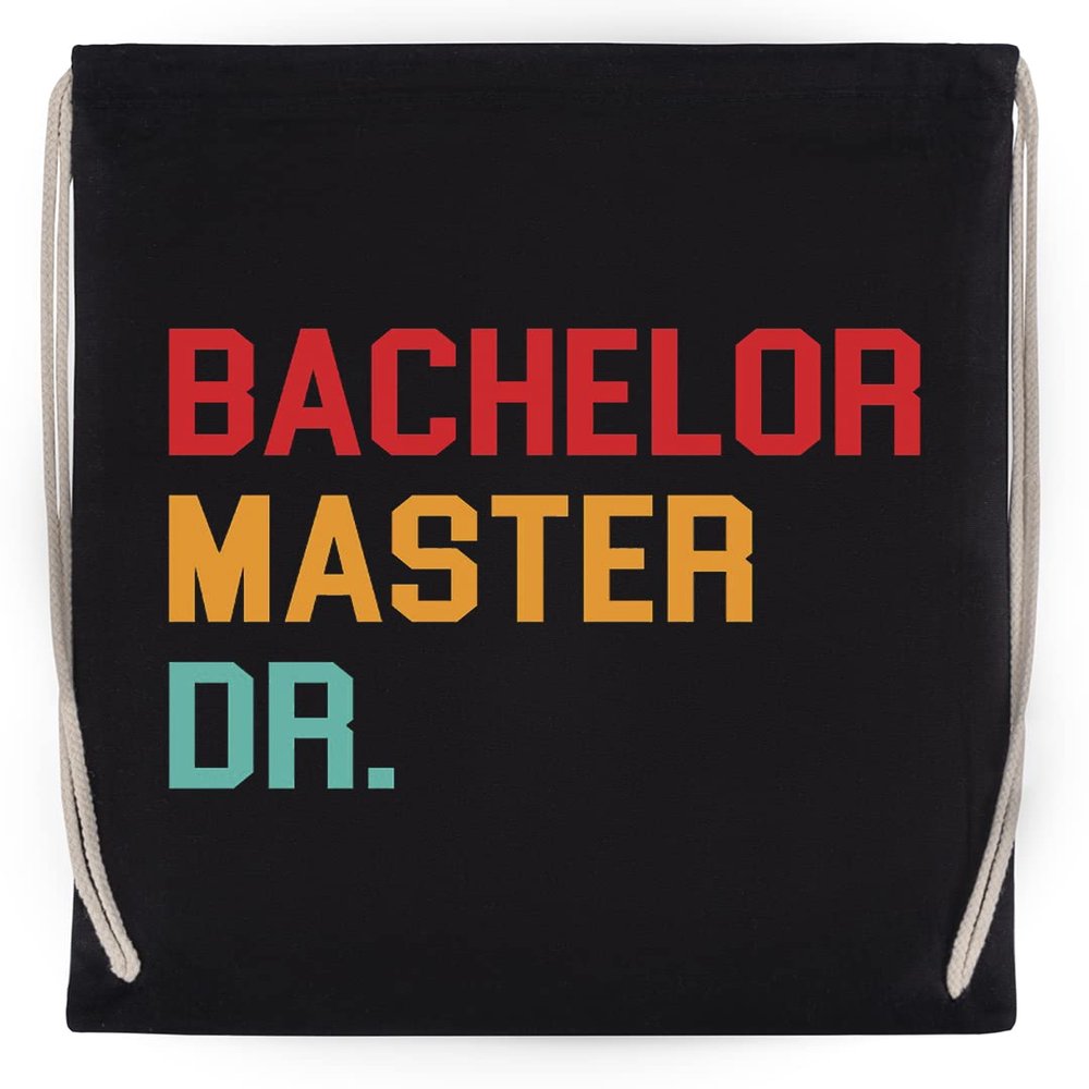 Bachelor's, Master's & Doctoral Degree Reusable Cotton Gym Bag, Beige, with Drawstring