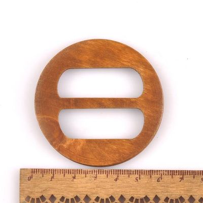 Wooden Round Ring Belt Buckles for Clothing and Bags, 2 Pieces, m2591, 60 mm
