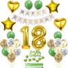 18th Birthday Decorations for Girls, Green and Gold Balloon Set with 18th Cake Toppers view 1