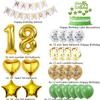 18th Birthday Decorations for Girls, Green and Gold Balloon Set with 18th Cake Toppers view 2