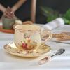 Pastoral Rose Bone China Tea Cup and Saucer Spoon Set, European Porcelain Coffee Cup, 200 ml, with Rack, A view 4
