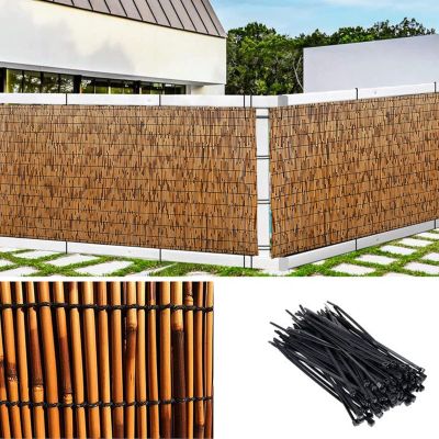 XIGOUZIQU Natural Bamboo Fence for Garden, Handwoven Reed Fence, Decorative Willow Roll Edge, Sun Shade, Waterproof, 61 x 213 cm (2 x 7 ft)