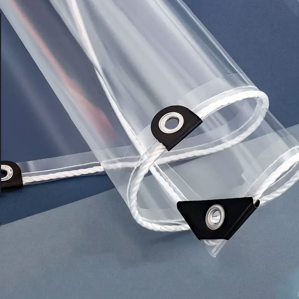 AMXFS Transparent PVC Tarp, 0.35 mm Waterproof Clear Cover, 1.8 x 4.6 m