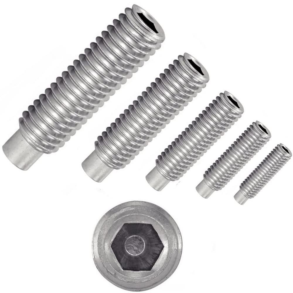 irsa24 500 x Stainless Steel A4 Hex Socket Set Screws with Dog Point ISO 4028 M4 x 25