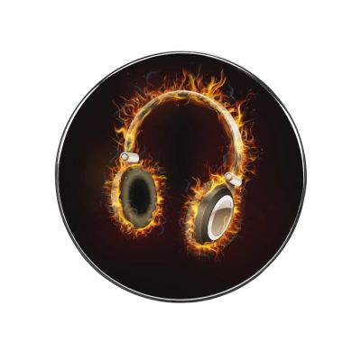 Burning Headphones Round Magnets for Magnetic Boards and Refrigerators