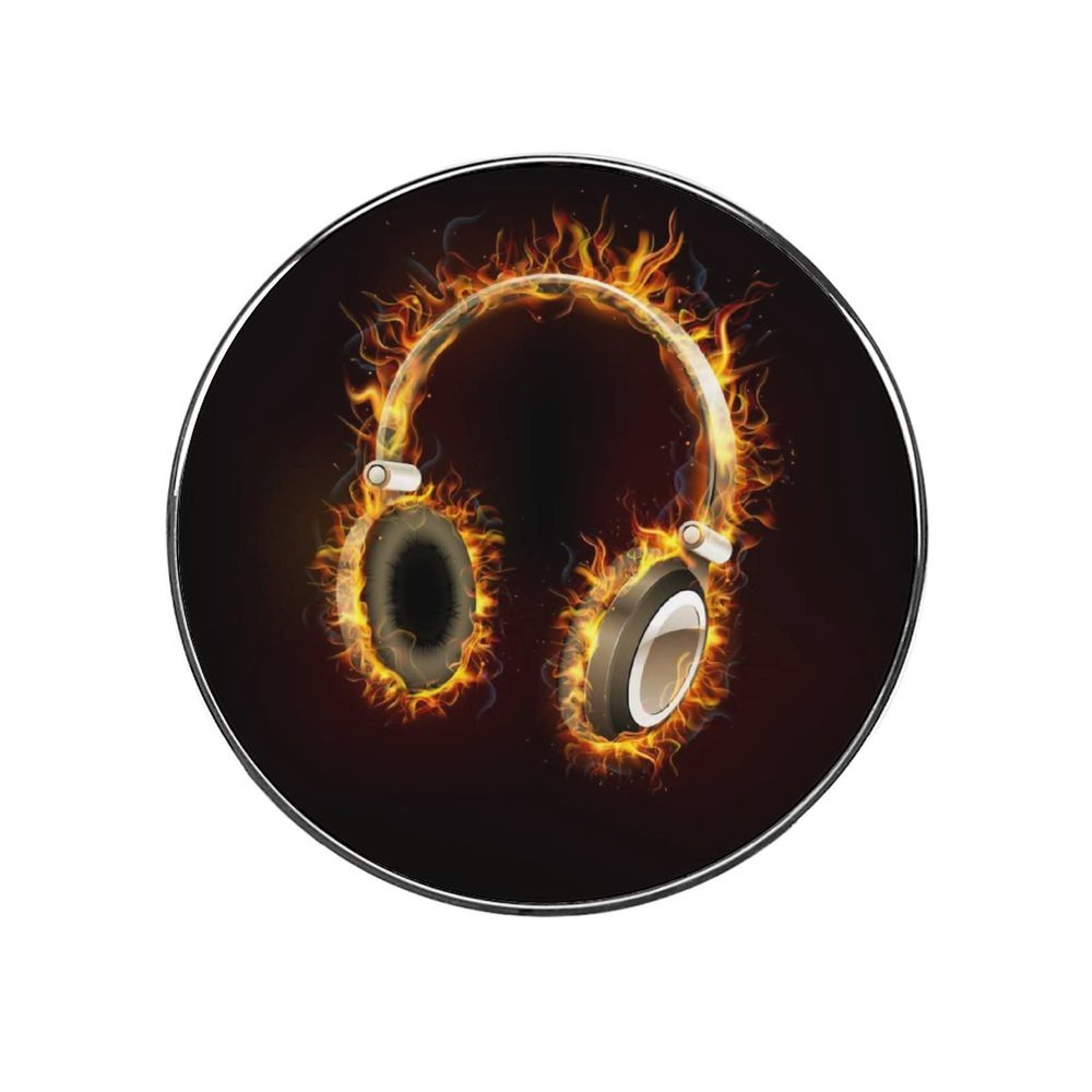 Burning Headphones Round Magnets for Magnetic Boards and Refrigerators