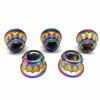 RISON Titanium M6 x 1.0 mm 12-Point Sprocket Flange Locknuts, Iridescent, 5-Pack view 1