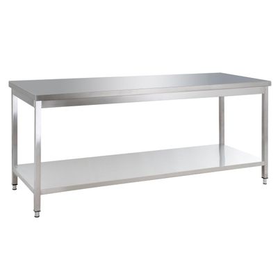 GastroHero Stainless Steel Work Table, 100 x 60 cm, with Undershelf, No Backsplash, AISI 201