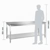 GastroHero Stainless Steel Work Table, 100 x 60 cm, with Undershelf, No Backsplash, AISI 201 view 3