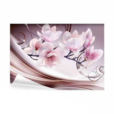 decomonkey Premium Abstract Flower Photo Wallpaper, 100 x 70 cm, XL, Magnolia, 3D