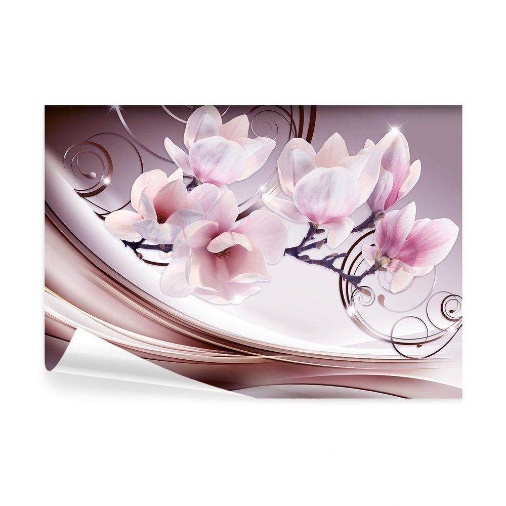 decomonkey Premium Abstract Flower Photo Wallpaper, 100 x 70 cm, XL, Magnolia, 3D