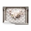decomonkey Premium Flower Leather Photo Wallpaper, 350 x 256 cm, XL, Lilies, Beige view 1