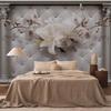 decomonkey Premium Flower Leather Photo Wallpaper, 350 x 256 cm, XL, Lilies, Beige view 3