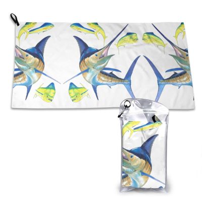 Fish Art Print Quick-Dry Towel, 40.6 x 80 cm