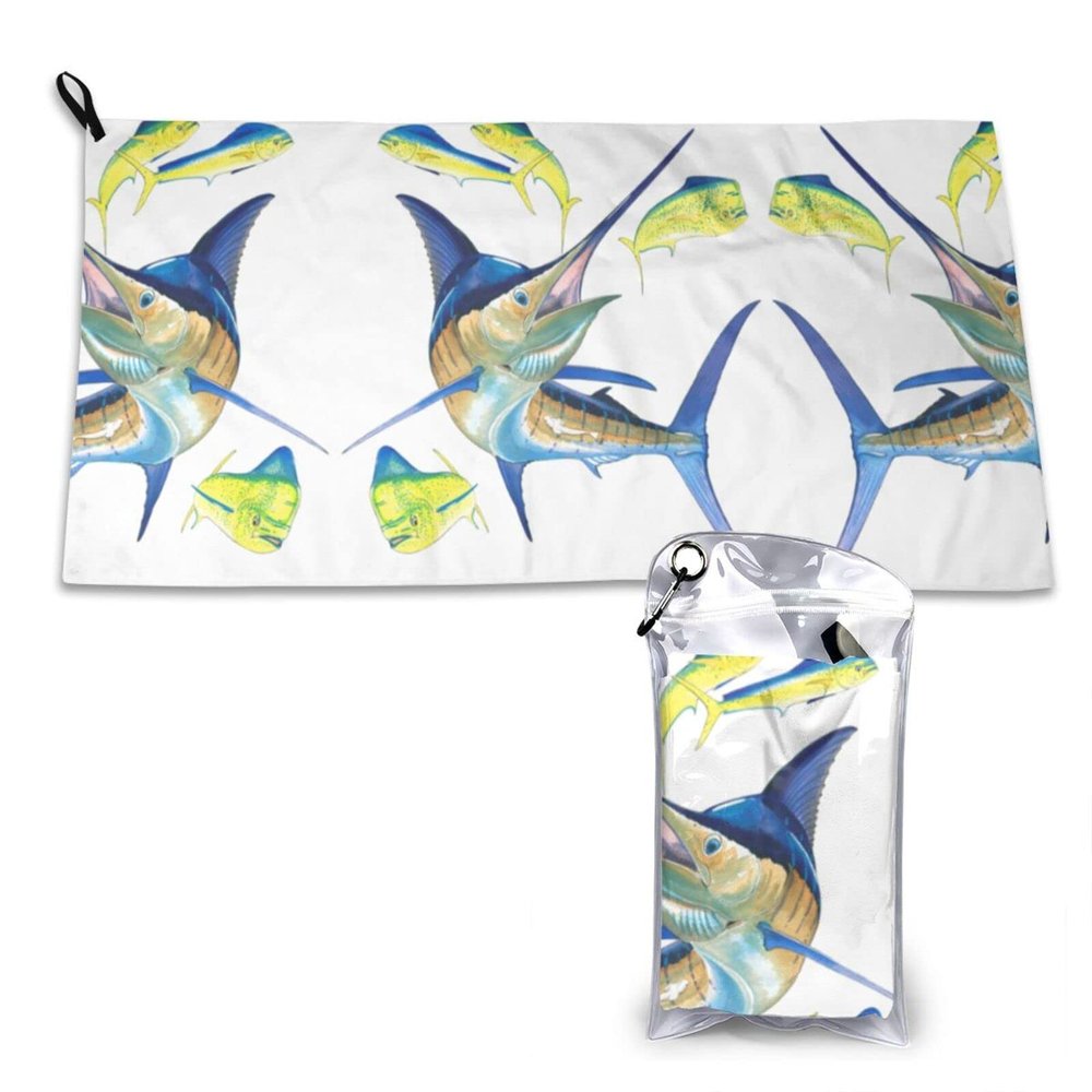 Fish Art Print Quick-Dry Towel, 40.6 x 80 cm