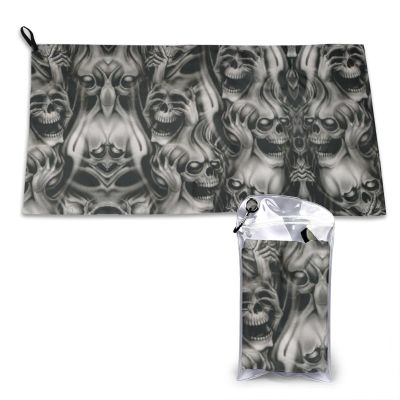 Cool Skull Print Quick-Dry Towel, 40.6 x 80 cm