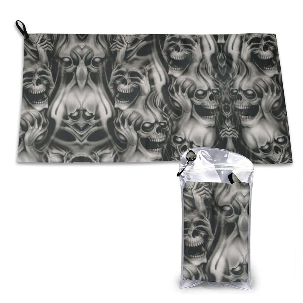 Cool Skull Print Quick-Dry Towel, 40.6 x 80 cm
