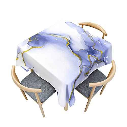 Morbuy Square Marble-Pattern Tablecloth, Waterproof, Wipeable, Purple, 120 x 120 cm