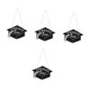 STOBOK 4-Piece Hanging Wooden Graduation Signs with Cap Design view 1