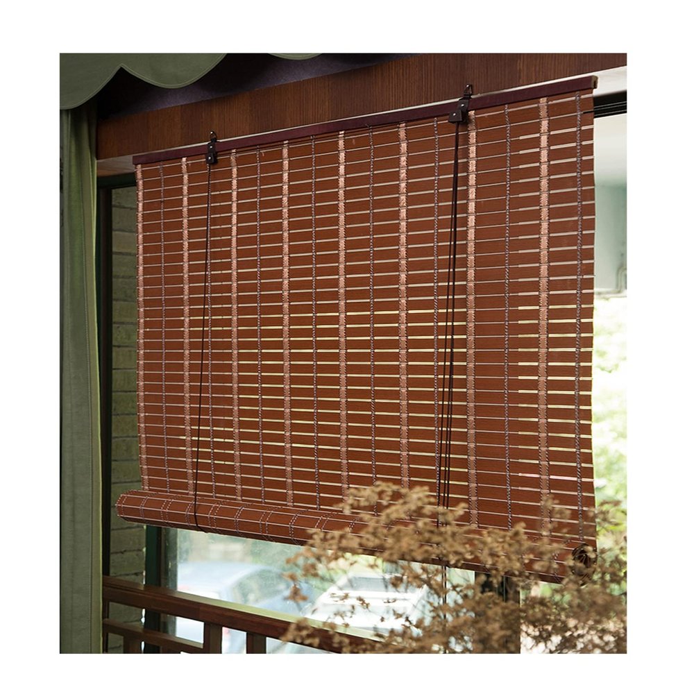 Bamboo Wood Roller Blind, 70% Light-Filtering UV Sun Protection, W70 x H200 cm / W27.55 x H78.74 in