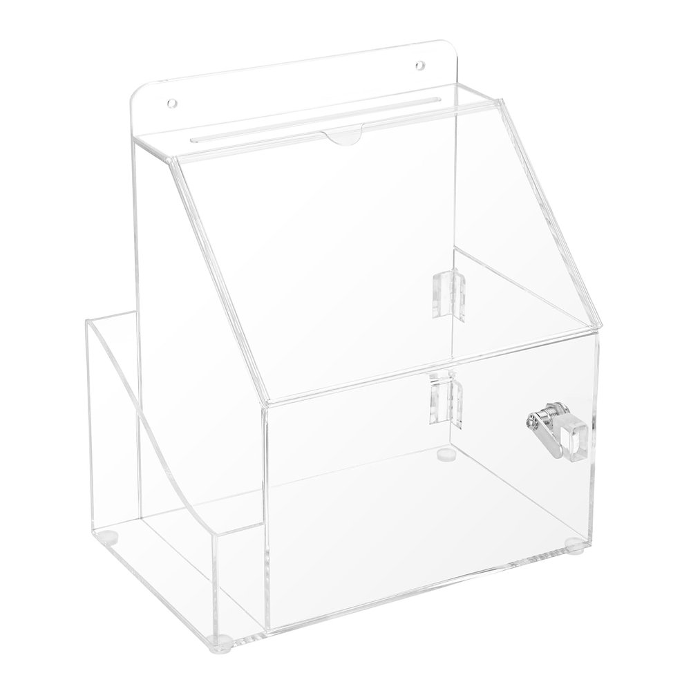 TOLIDA Acrylic Donation Box, Suggestion Box and Ballot Box with Sign Holder, Wall-Mountable