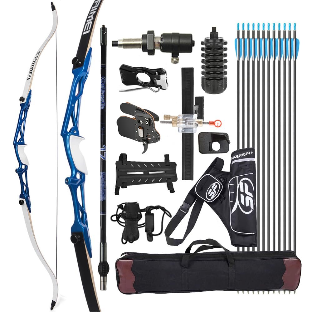 surfwolf Recurve Bow Set, 70 in, 16 lb, Right-Handed, Blue