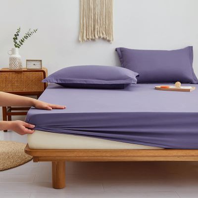 HAIBA Purple Cotton Jersey Fitted Sheet 150 x 200 + 30 cm