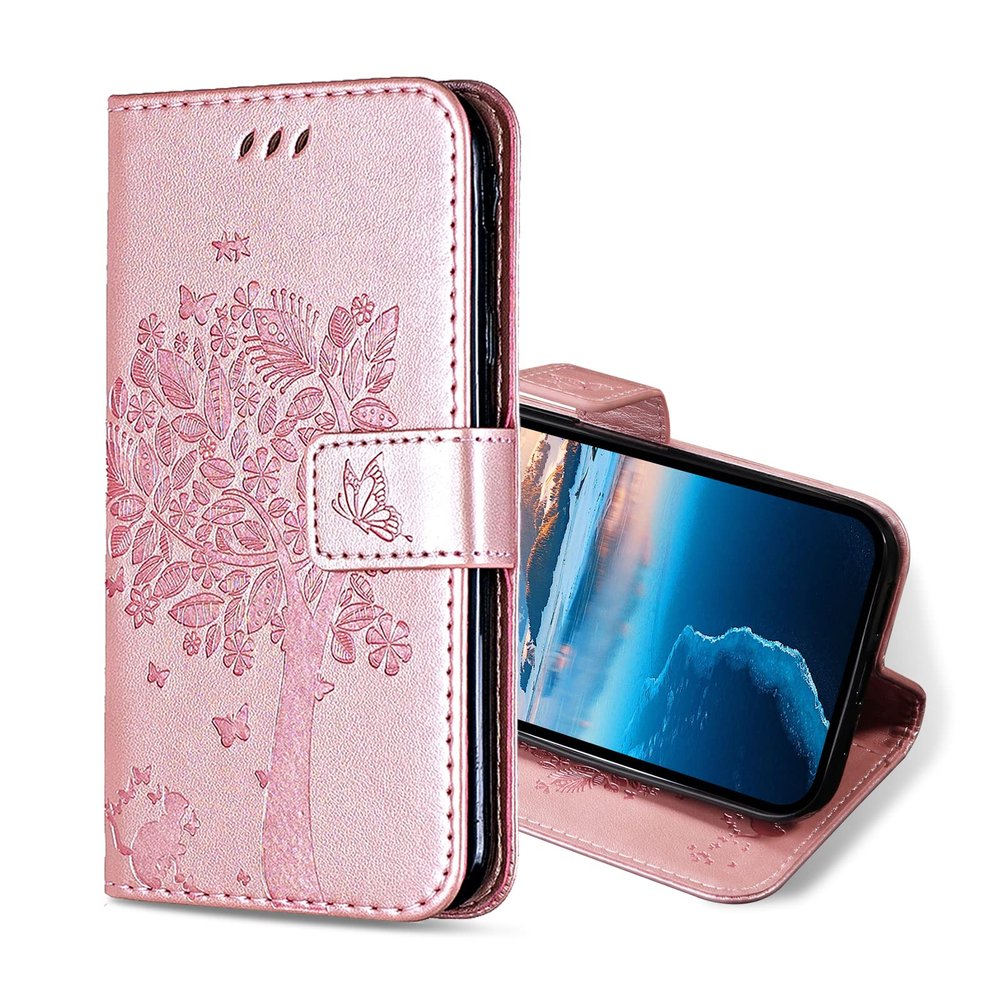 KANVOOS Flip Case for Huawei P Smart 2019, PU Leather Wallet Case with Card Slots, Rose Gold