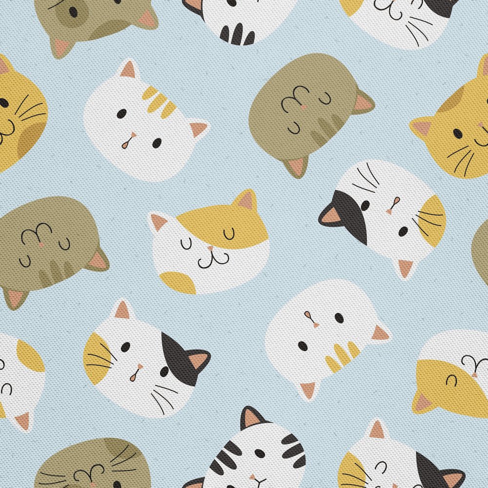 HEKO PANELS Oxford Fabric, Waterproof Polyester Canvas by the Yard, 155 x 100 cm, Cat Design