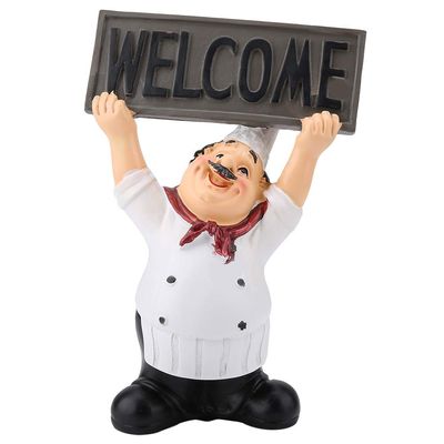 Kuuleyn Welcome Board Chef Figure, Cute Miniature Statue and Table Decor for Restaurants
