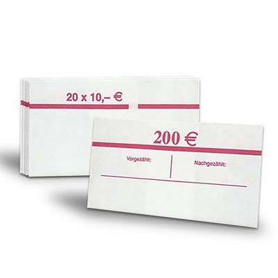 1,000 Red Paper Banknote Straps for 20 €10 Notes