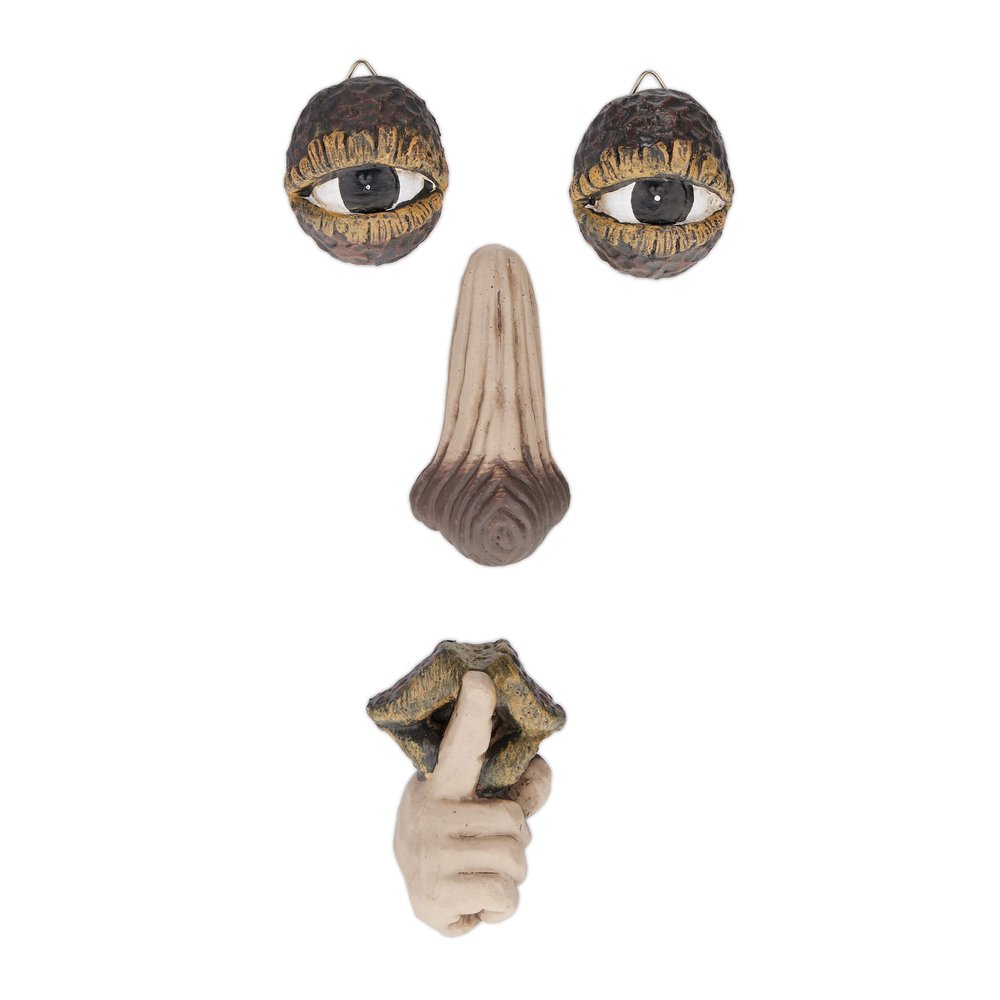 Relaxdays 4-Piece Tree Face Decor, Beige/Brown