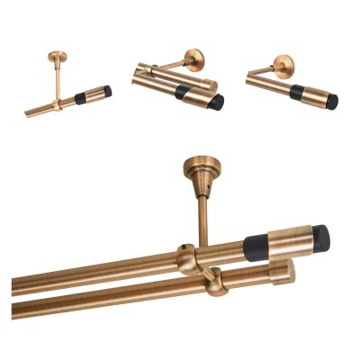 Curtain Rod 360 cm, Ceiling Mount | Double Track, 19 mm | Antique Copper, Vintage Retro Style | Paris