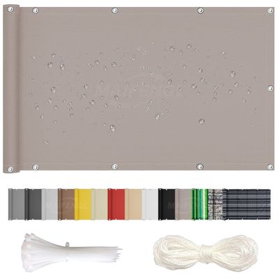 MAIFENGL Balcony Privacy Screen, Opaque UV- and Weather-Resistant Polyester, Taupe, 120 x 500 cm