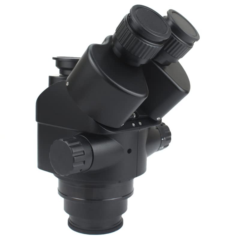 7X-45X Simul-Focal Trinocular Zoom Stereo Microscope Head with 0.5X/2.0X Auxiliary Objective Lens and 0.5X C-Mount Camera (Silver)