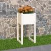 ZHOUMIN Planter Box, Balcony Flower Box, Garden Pot, Herb Planter, White, 40 x 40 x 81 cm, Solid Pine Wood view 1