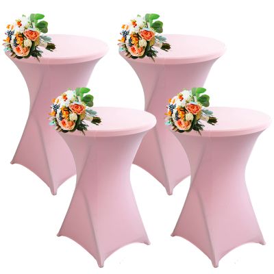 Stretch Table Covers for Cocktail Tables, 80 cm, 4-Pack, Pink