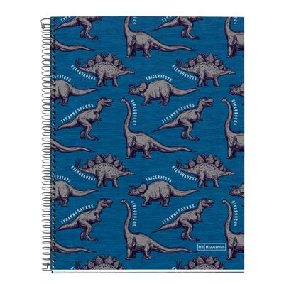Miquelrius A4 Notebook, 4 Color Bands, 140 Sheets, 7 mm Ruled, 4-Hole, Microperforated, Hardcover, Wild Dino