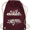Personalized Drawstring Gym Bag Backpack – Custom Text & Floral Design, Burgundy view 1