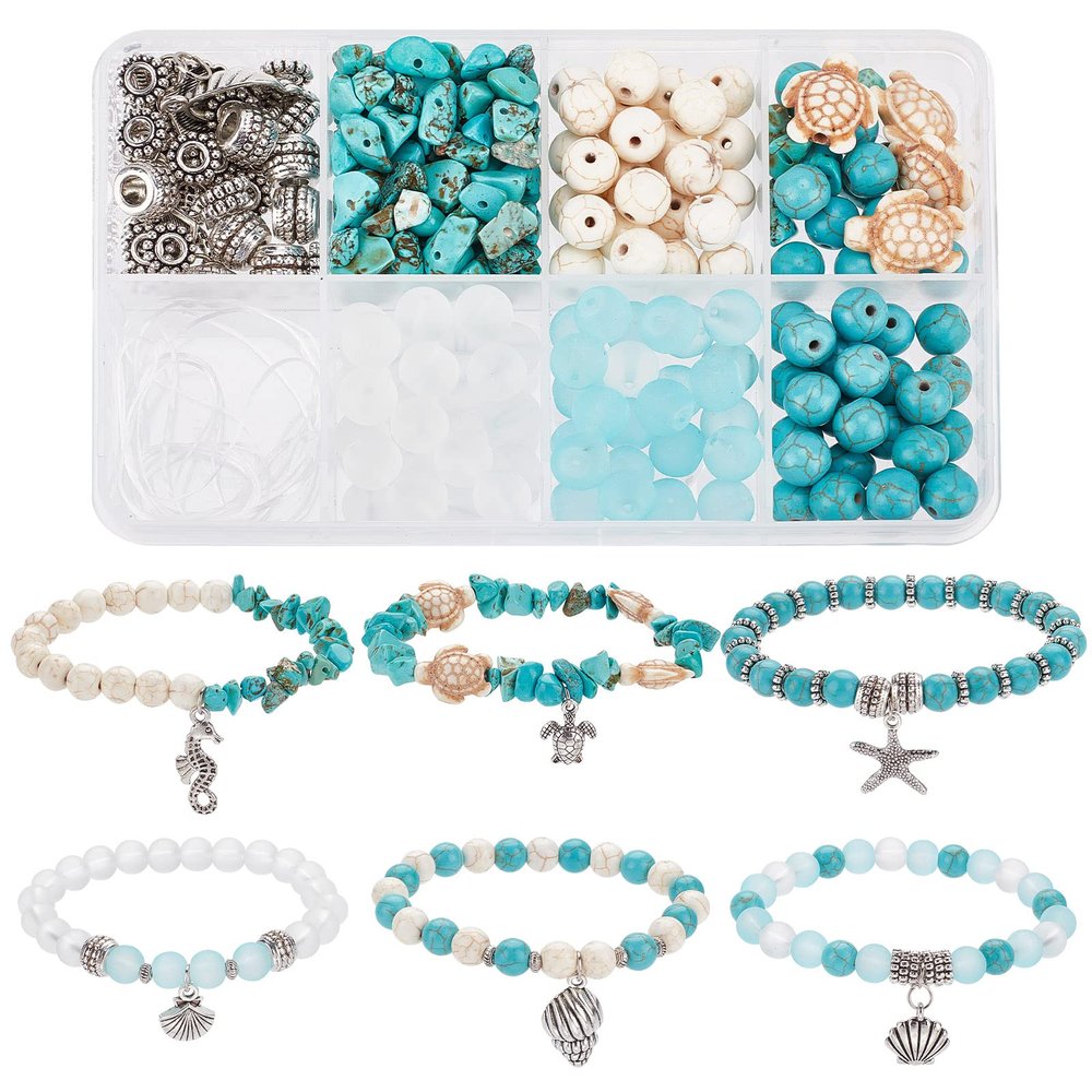 Sunnyclue DIY Summer Sea Life Bracelet-Making Kit, 6 Bracelets