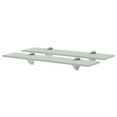 FIRBNUS 2-Piece Floating Glass Wall Shelf Set, 50 x 20 cm, Frosted White