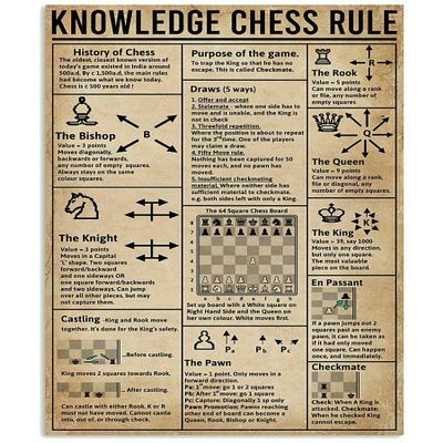 IUBBKI Knowledge Chess Rule Computer Programming Knowledge Retro Vintage Tin Sign for Infographics, Metal Sign Poster for Bar, Café, School, 12 x 16 in