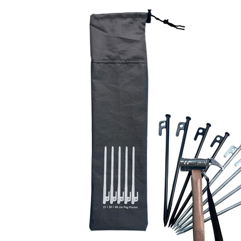 Dirfuny Tent Stake Storage Bag, Soft Oxford Fabric, Drawstring Camping Accessory