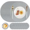 famibay Round Woven Placemats and Coasters, 8-Piece Set, Gray view 1