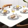 famibay Round Woven Placemats and Coasters, 8-Piece Set, Gray view 2