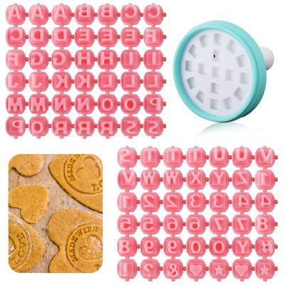 2-Piece Letter and Number Stamp Set for Clay, Ceramics, Cookies and DIY Projects, Pink